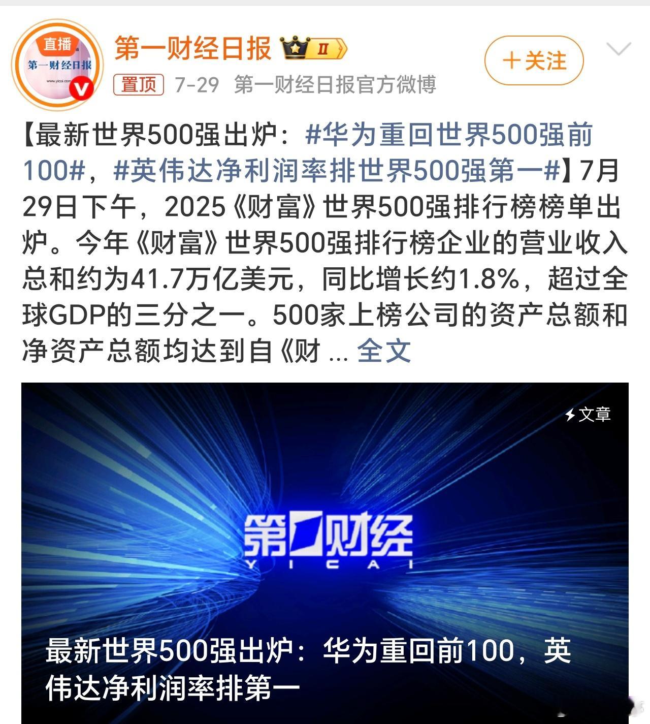 华为重回世界500强前100虽然经历封锁制裁的小插曲，但华为依然是国内科技企业的