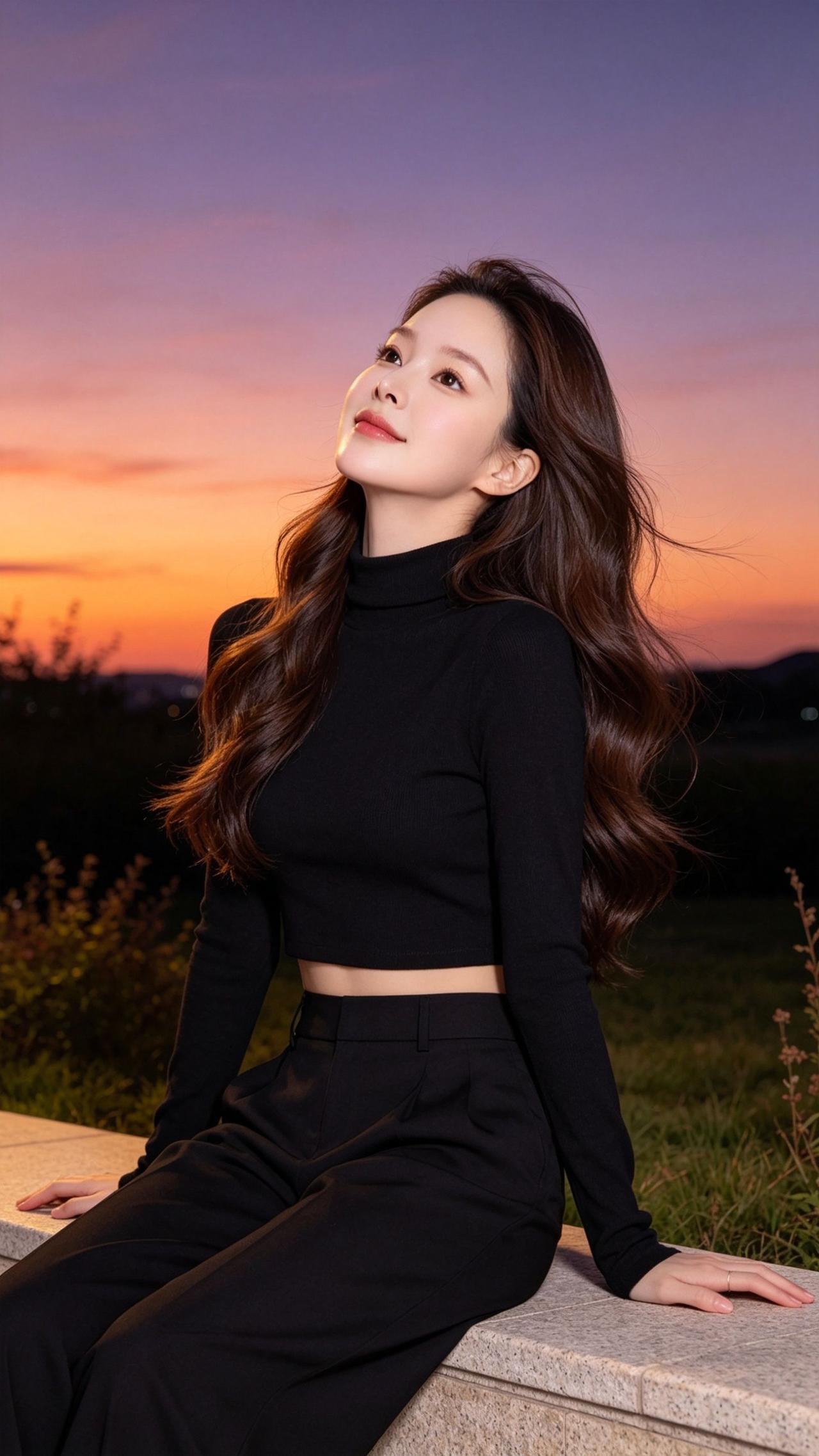 与你同在早上的夕阳  晚上的晚霞都是那么美的AI黄昏氛围写真组 拍同款 拍同款换