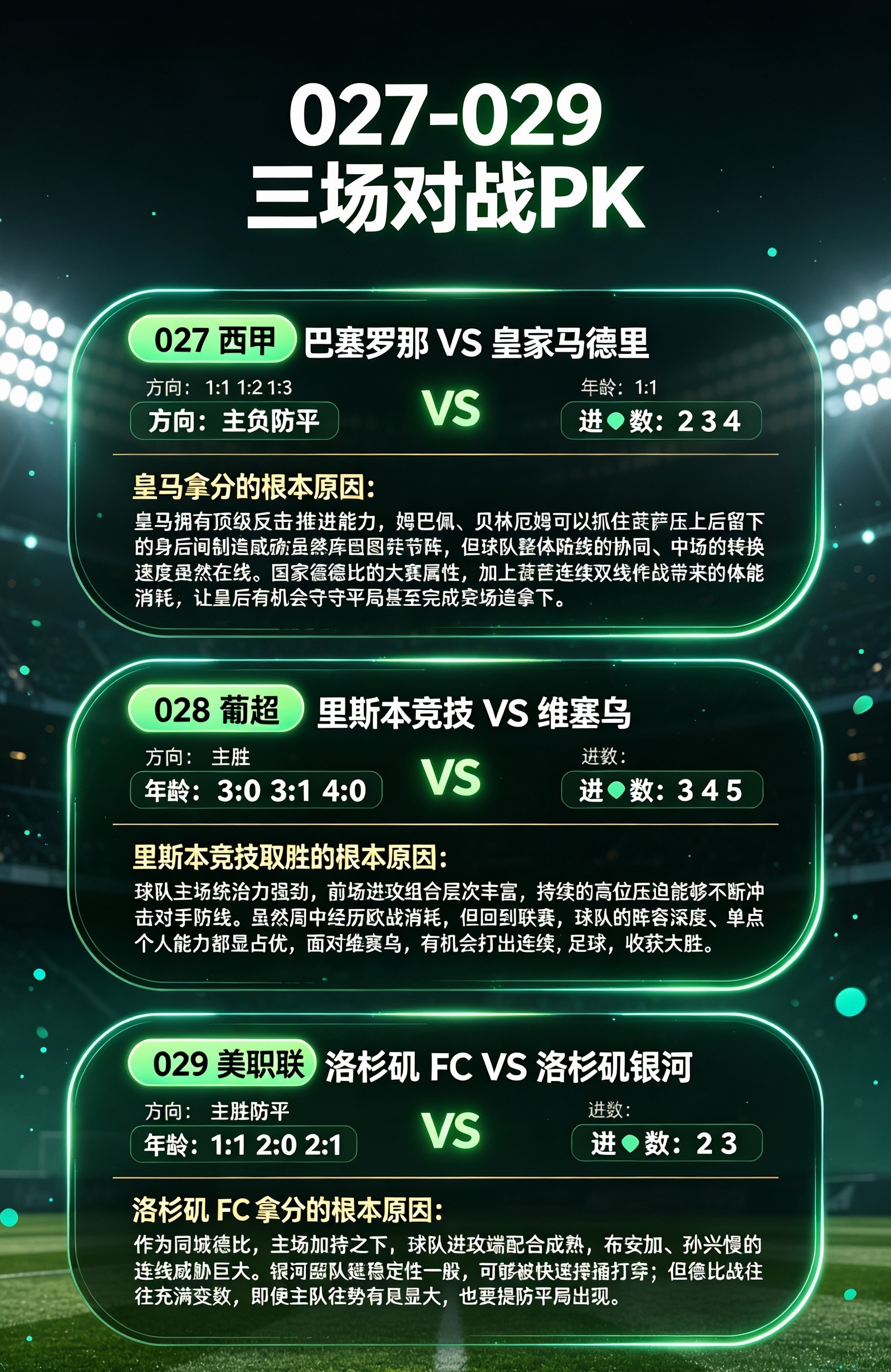 巴塞罗那 vs 皇家马德里027 西甲方向：主负防平年龄：1:1 1:2 1:3