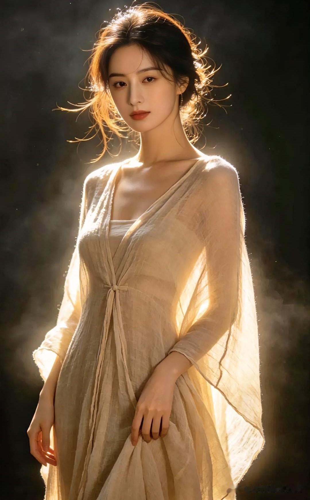【现代散文诗】

暗夜流光，金辉轻笼薄纱。她如晨曦中走来的仙子，发丝飞扬，静谧而