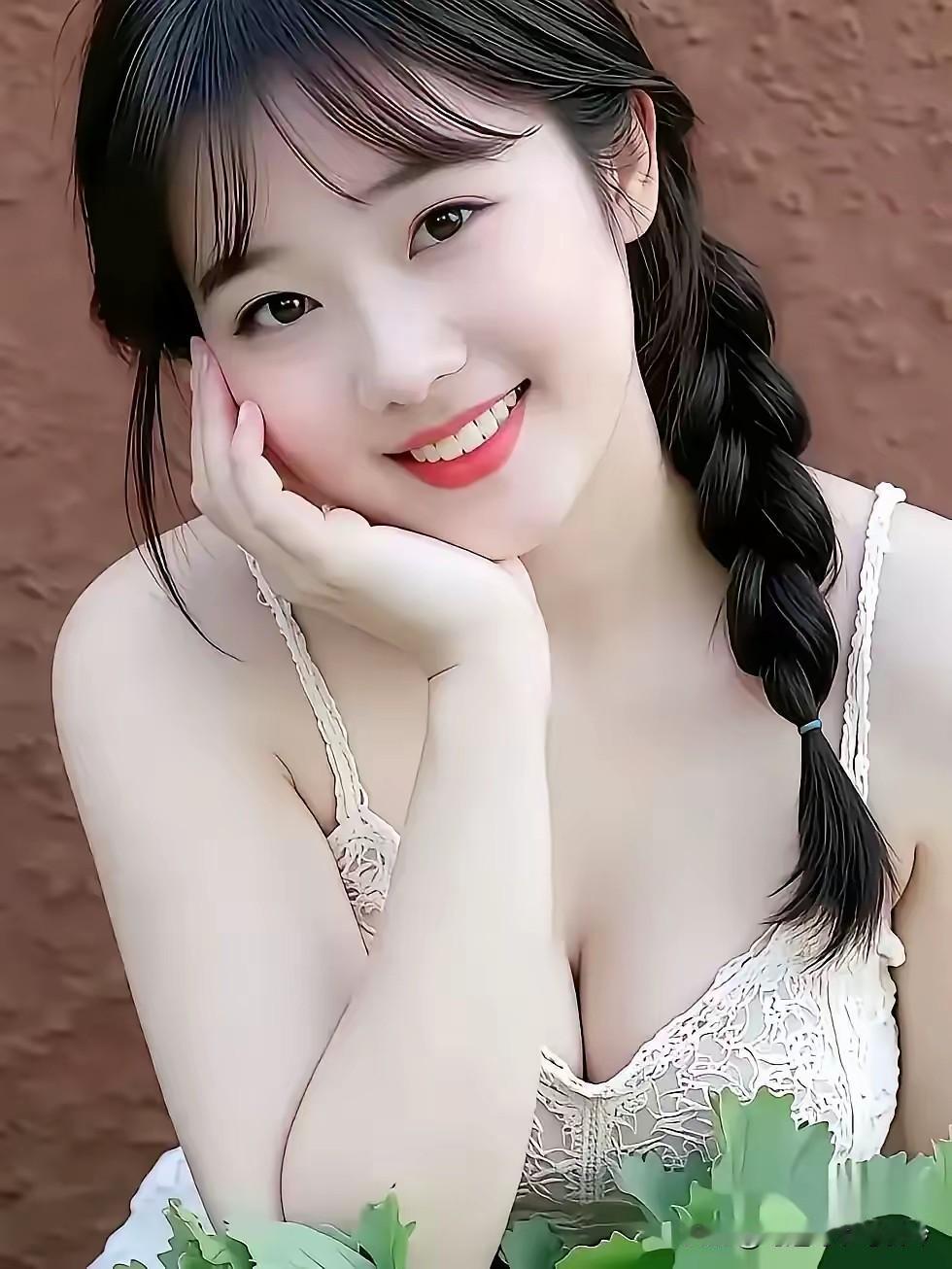 赏美有感

如花似玉面含笑，
手托香腮韵更娇。
黑发如绸垂似瀑，
麻花辫绕显纤腰