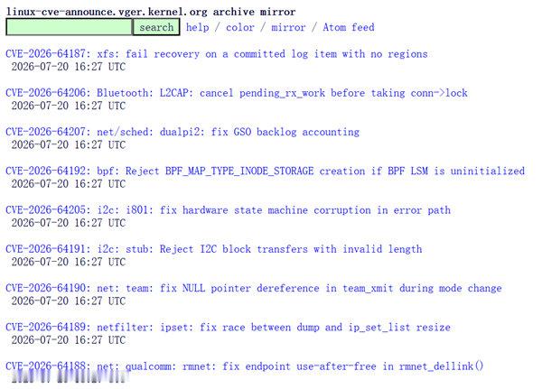 【Linux24小时爆出440个漏洞】Linux内核项目组7月19日在安全公告页