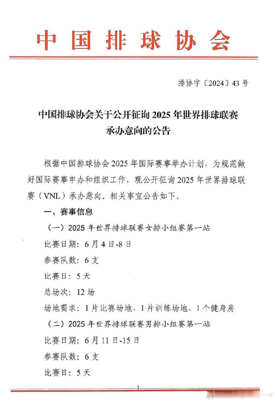 🆕中国🇨🇳将承办2025年VNL男排和女排第一站分站赛[加油][加油][加