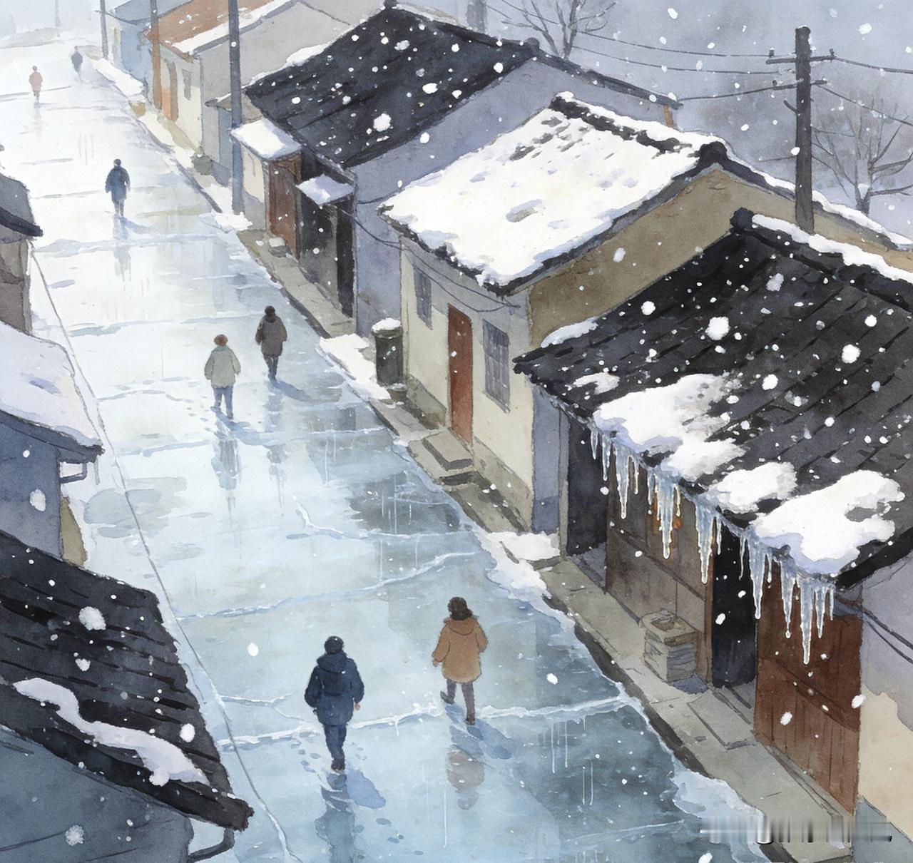 今年冬三九天气真是反常，寒冬这么冷还能下雨夹雪！

昨天我回家，我看路上结冰。我