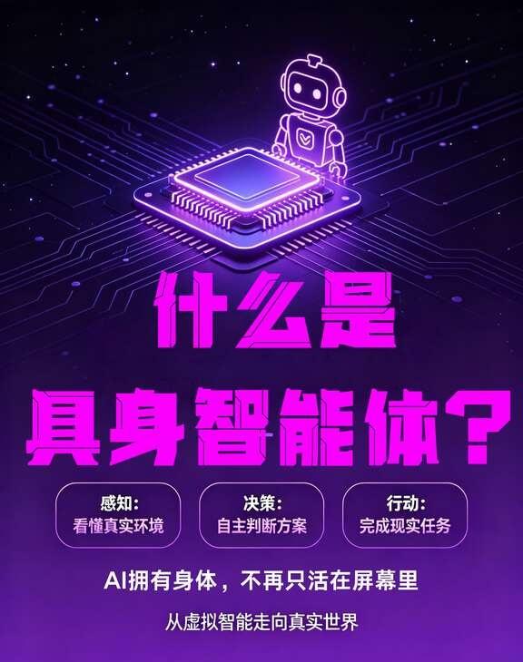 🤖什么是具身智能？
很多人第一次听见「具身智能」，听得一头雾水。
最简单通俗的