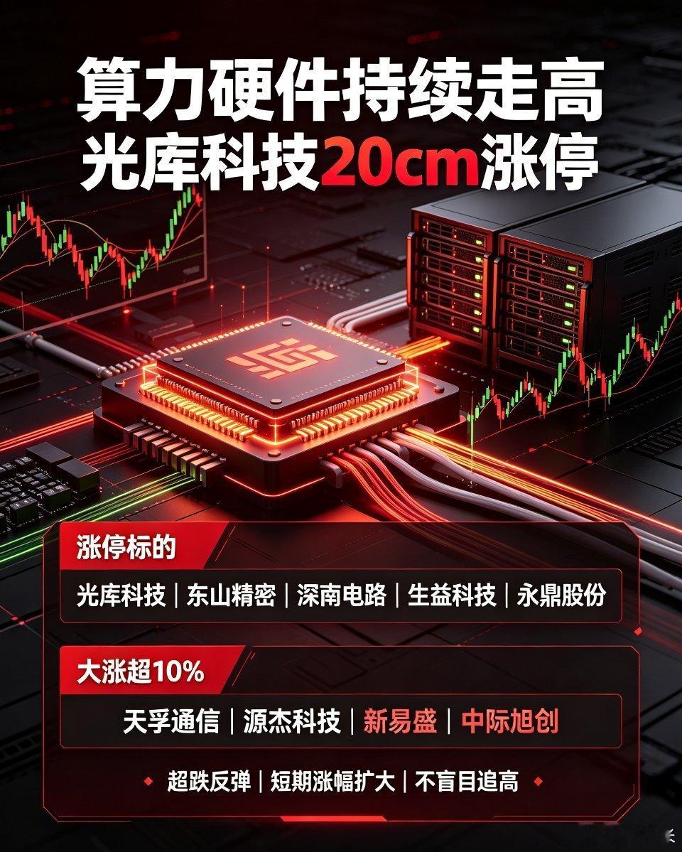 🔥算力硬件持续走高！光库科技拿下20cm涨停8月4日午后，前期深度调整的算力硬