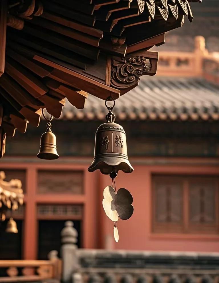 下联：案头青砚研空墨
此联以“案头”对“檐下”，室内外空间呼应；“青砚”对“风铃