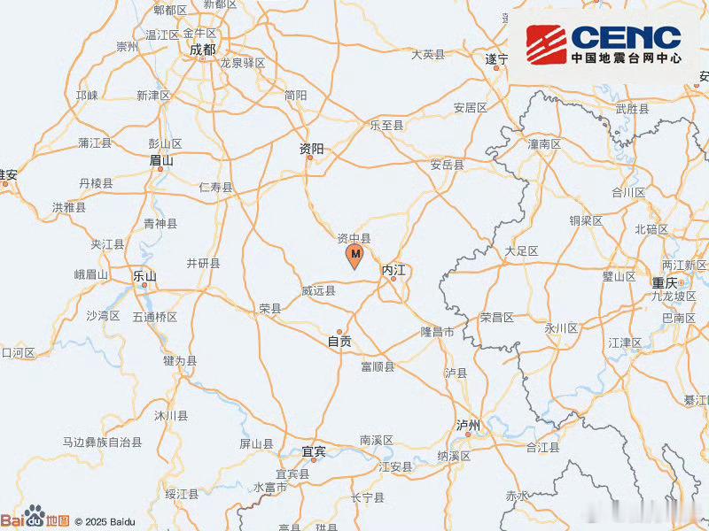 地震快讯中国地震台网正式测定：04月17日06时56分在四川内江市资中县（北纬2