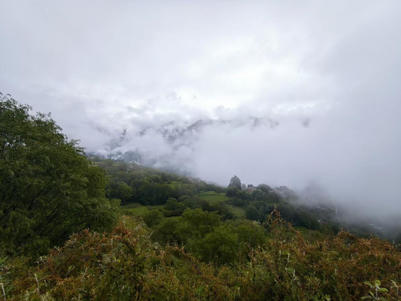 放眼天地宽，万事皆释然
放下方见天地宽 
抬眼望山川叠翠，长空澄澈如洗。目之所及
