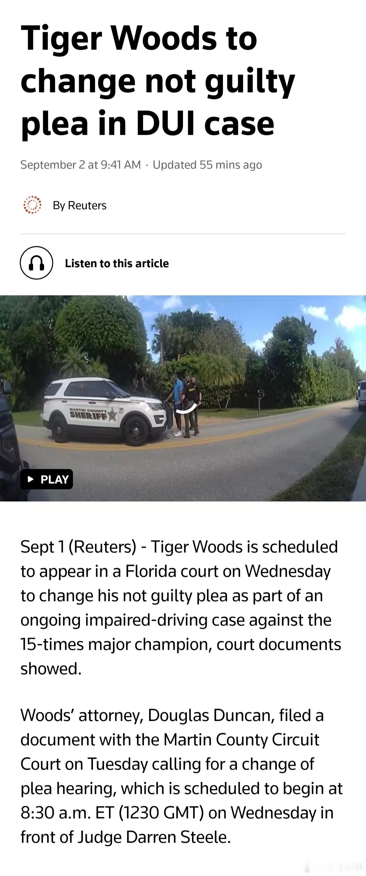 老虎伍兹酒驾认罪老虎伍兹酒驾认罪五年禁驾 泰格·伍兹在酒驾听证会后，根据认罪协议