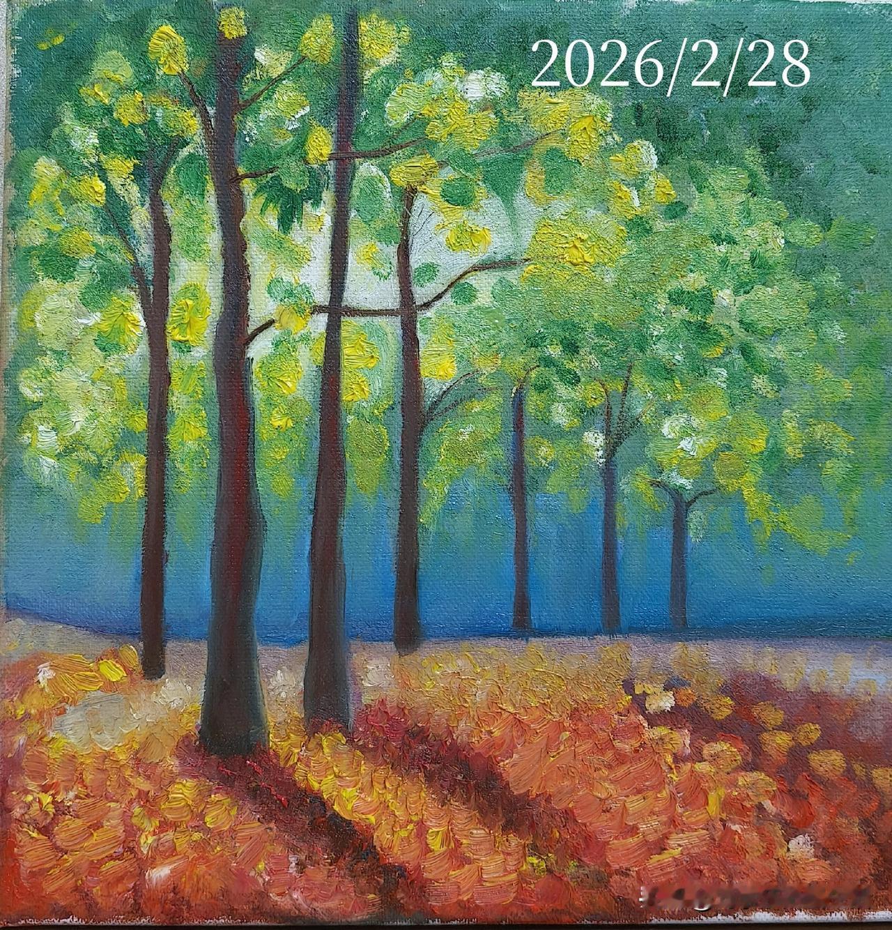 历时三天，终于完成了《光影逸林》这幅画，看着笔下的景致慢慢成型，满心都是成就感，