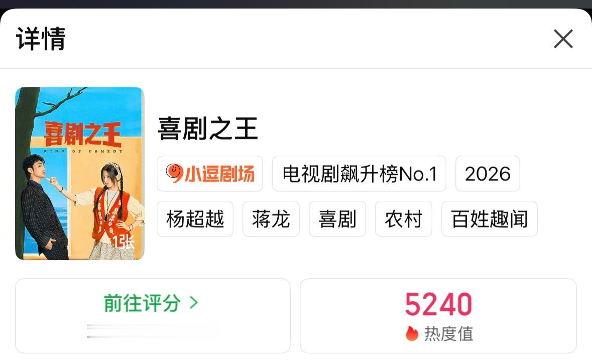 杨超越[超话]  恭喜杨超越喜剧之王拿下爱奇艺小逗剧场首日最高纪录！阿珍真的演的