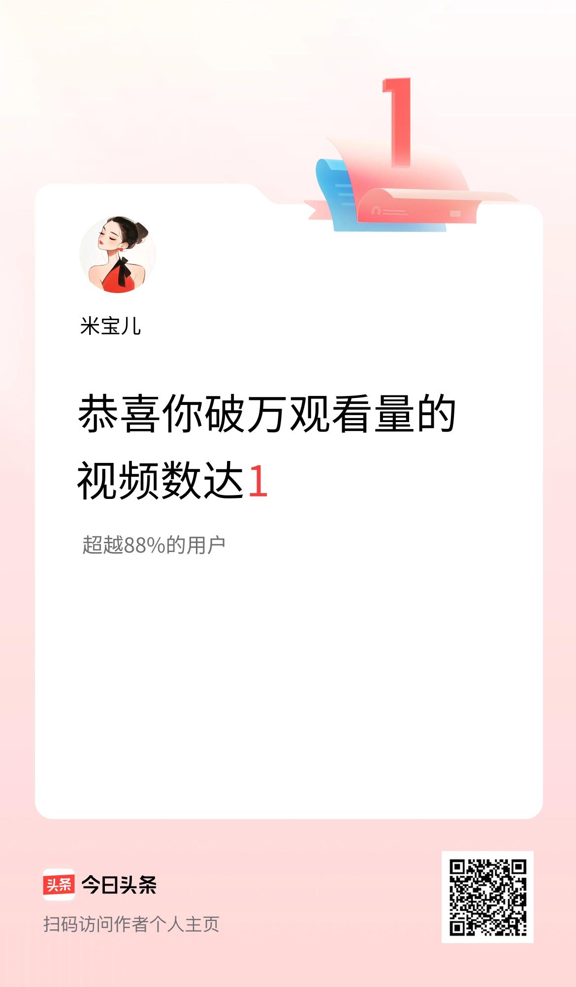 我在头条有1条视频播放量破万了！