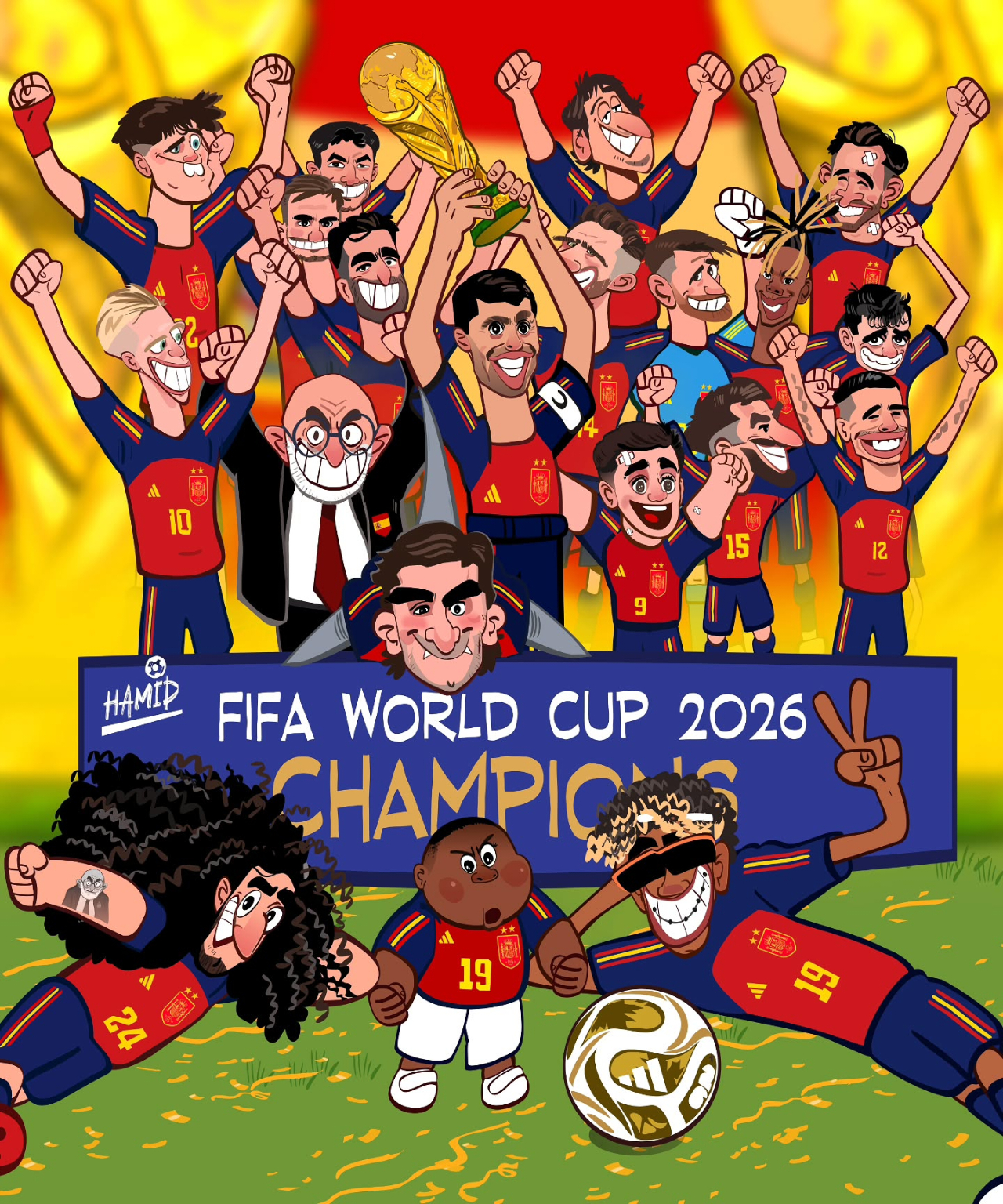 漫画❤️💙🇪🇸西班牙夺冠游行世界杯西班牙夺得世界杯冠军