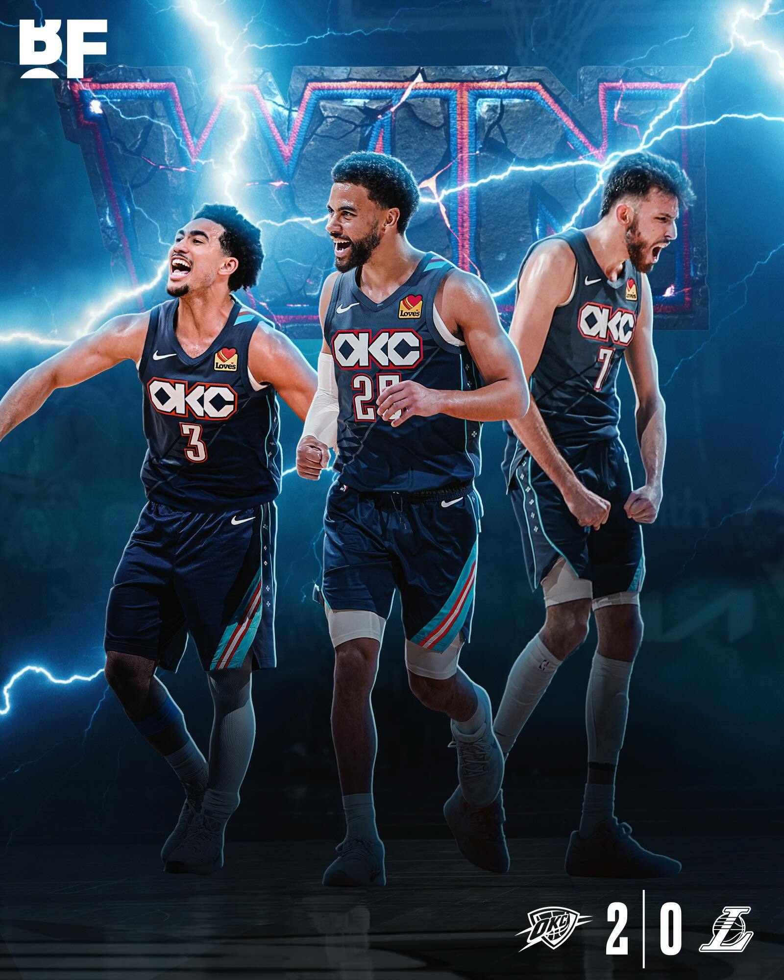2-0！！次轮G2！雷霆主场125-107战胜湖人！湖人半场领先1分，第三节被打