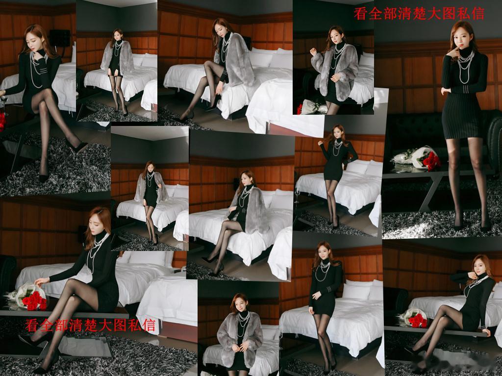 黑裙小皮草薄黑丝.. 