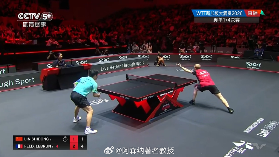 林诗栋vsF勒布伦 第四局林诗栋1比4落后，有点困难了 