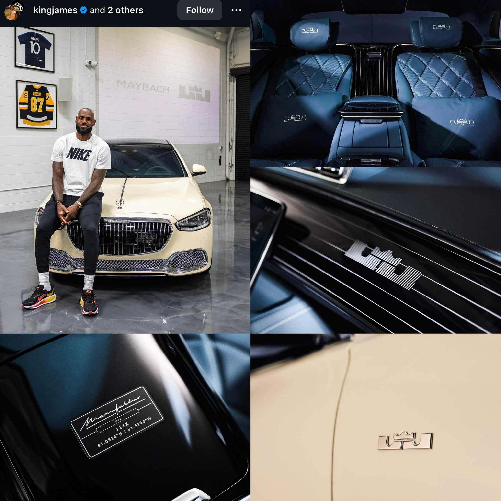 詹姆斯在INS上晒出了他的私人定制版梅赛德斯-迈巴赫。 通过MANUFAKTUR