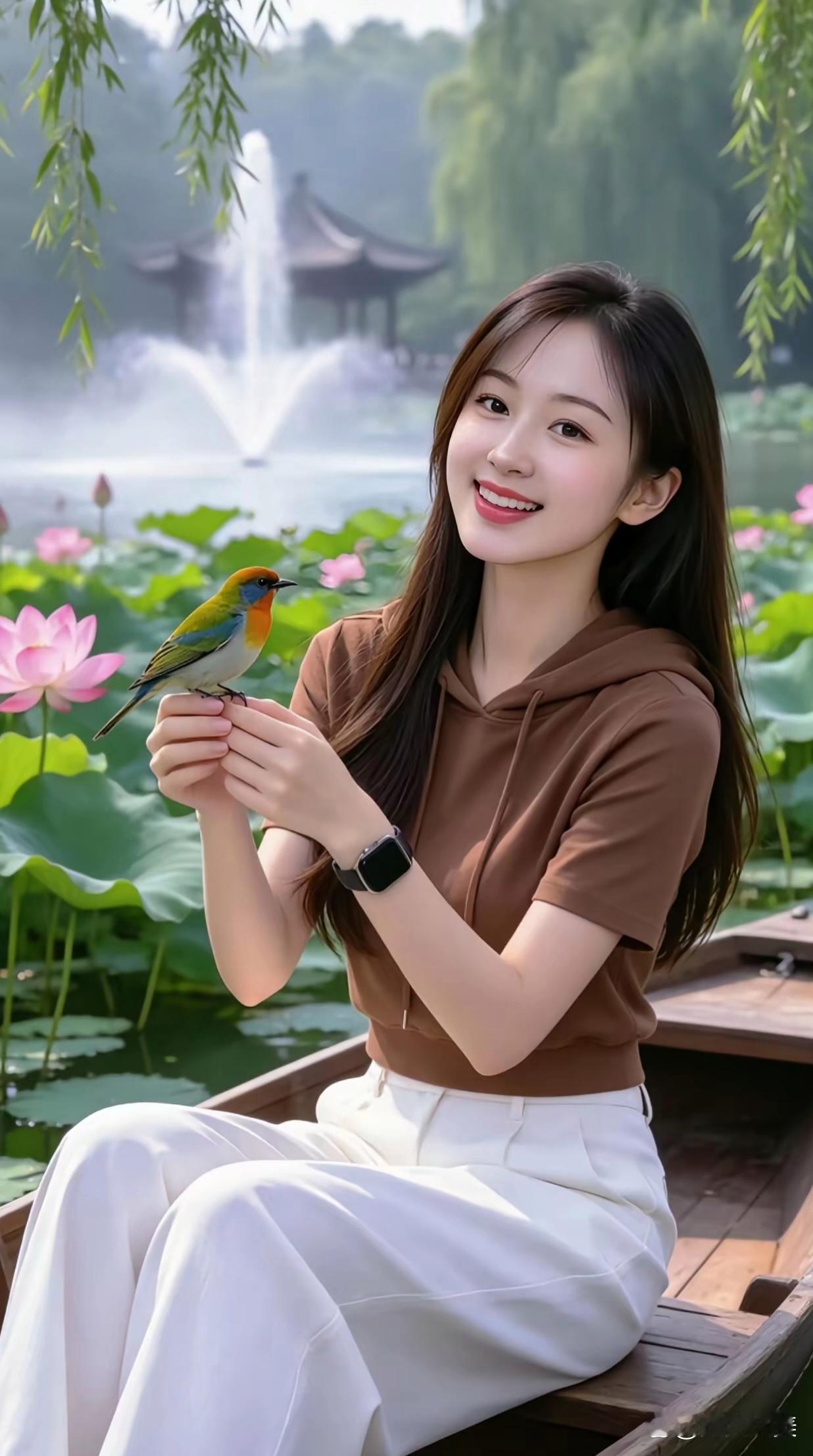 夏日荷塘，与鸟儿共舞，静享自然之美
