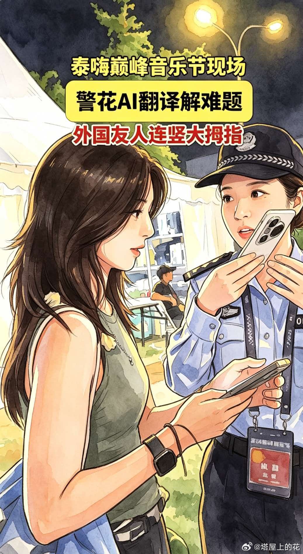 泰嗨巅峰音乐节国外友人获暖心帮助浙江女警用AI翻译帮国外友人解难题有朋自远方来，
