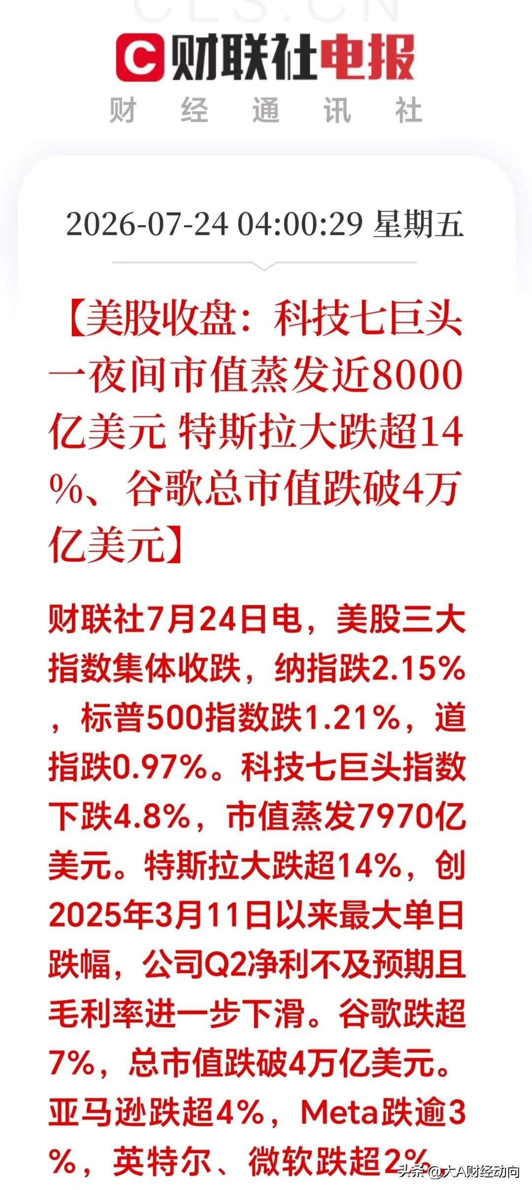 一觉醒来，打开软件一看，高兴不起来了！
美股深夜突发黑天鹅！中东局势再升温，美股