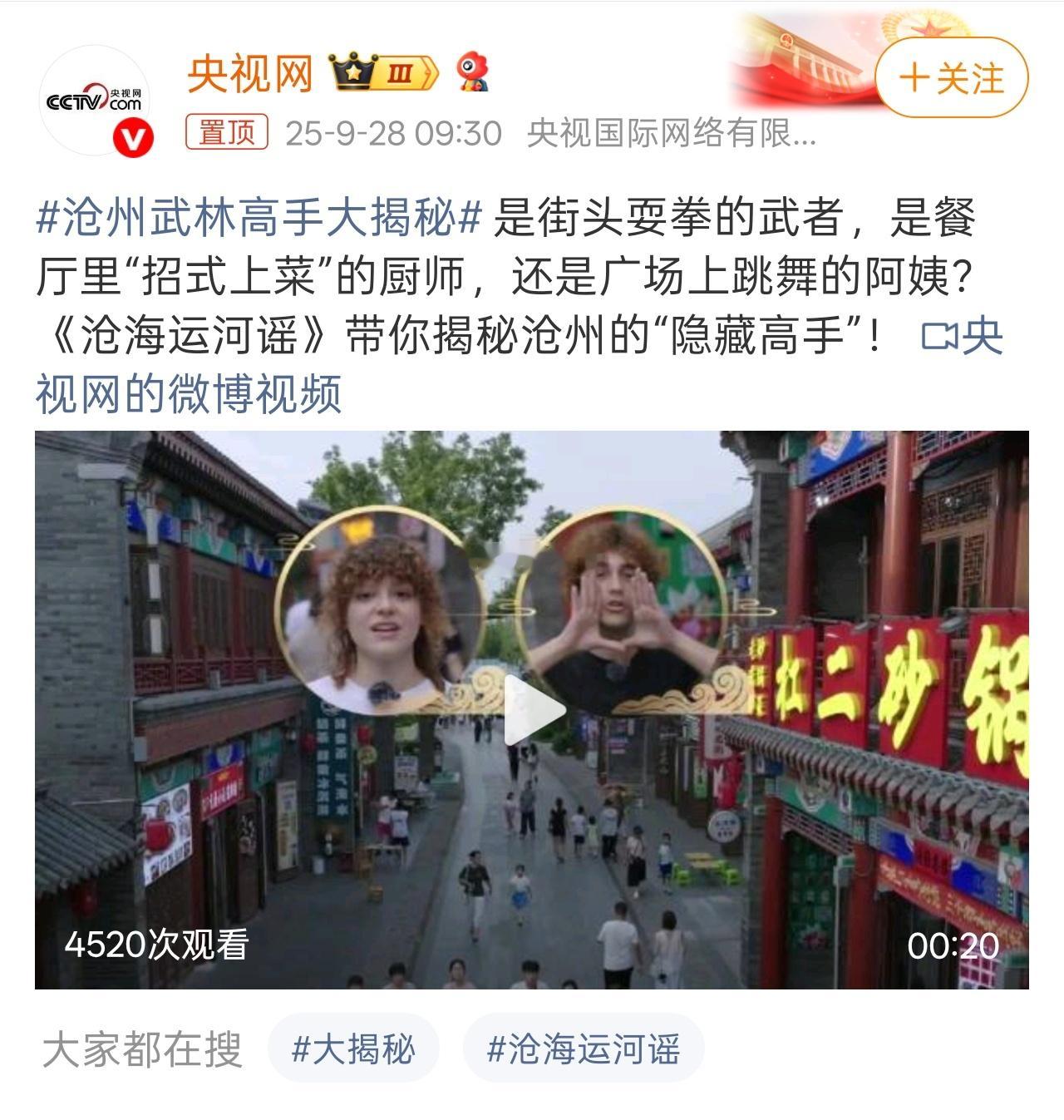 沧州武林高手大揭秘沧州武术节吸引多国武者，金发碧眼少年打出一套“青县盘古王拳”，