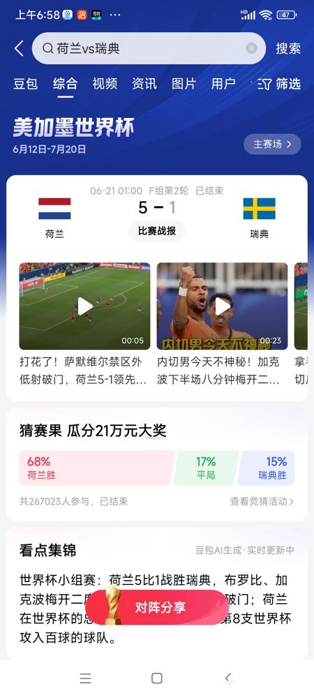荷兰5-1瑞典。

一个看起来毫无悬念的比分。

翻开技术统计，更让人看不懂。