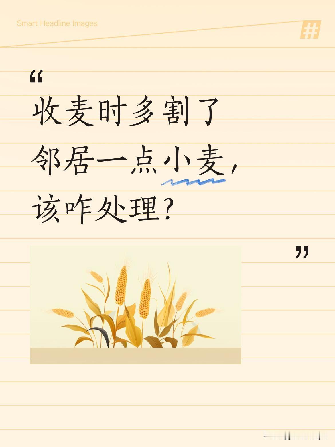 收麦时多割了邻居一点小麦，该咋处理？
江苏一位户主收麦时不慎多割了临边一点小麦，