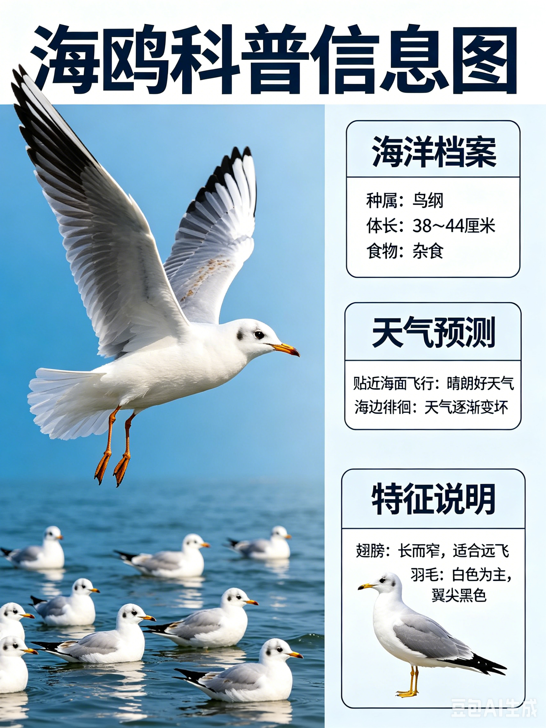 海洋朋友圈 海鸥海洋档案种　属：鸟纲体　长：38～44厘米食　物：杂食海鸥是海边