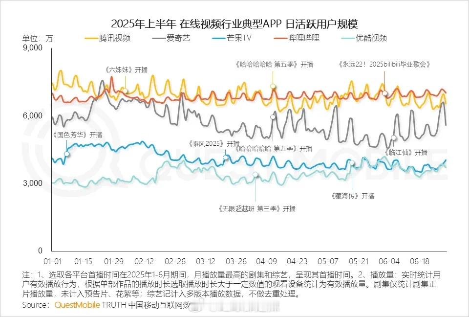 2025上半年在线视频APP日活跃用户规模 ​​​