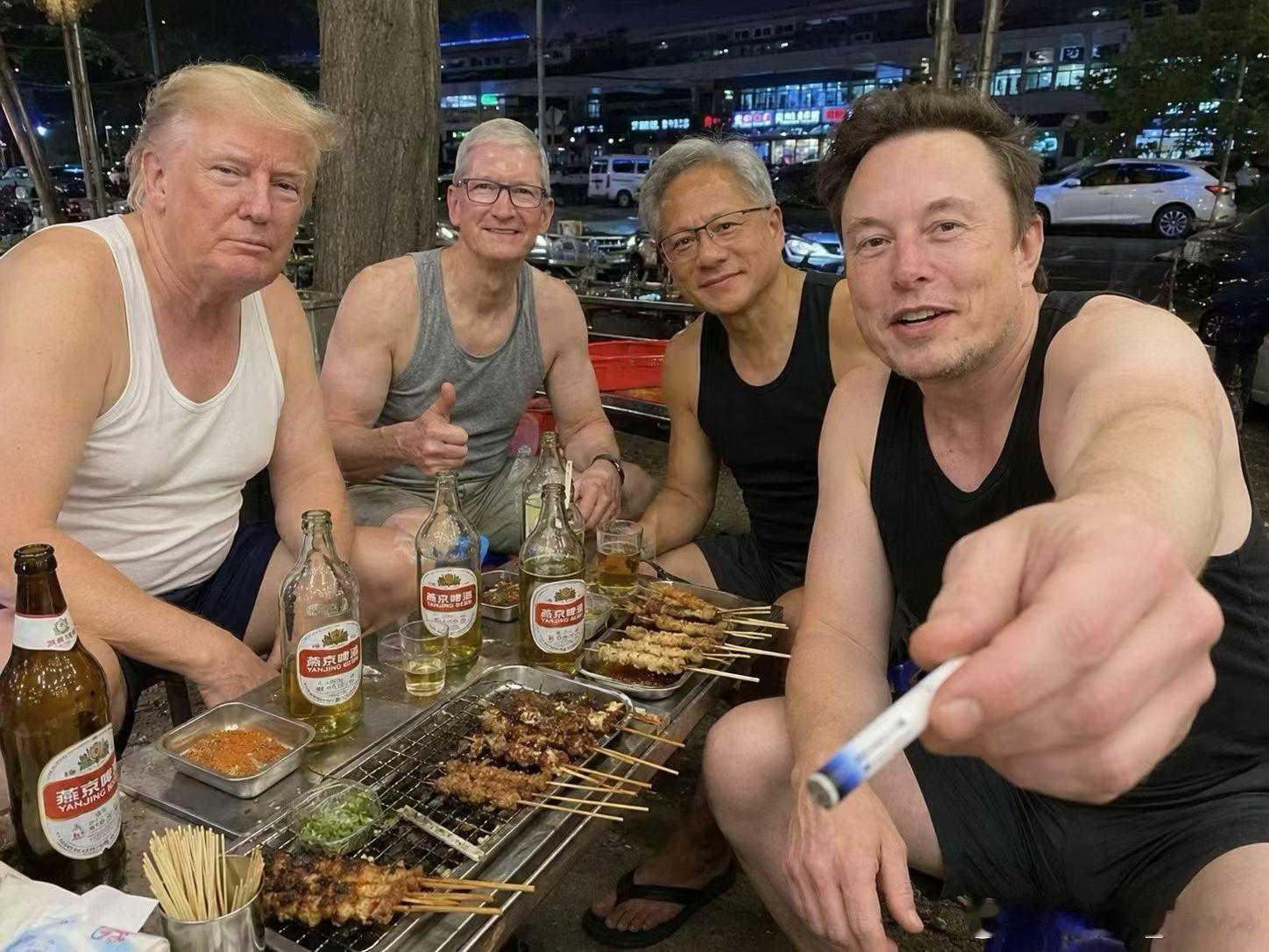 昨天宵夜的后半场和几个老登一起吃的他们说上一顿没喝透非要找我吃宵夜唉。。。。。。