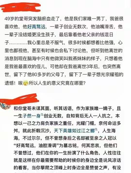 敬那素末谋面，死后方闻其人的“堂哥”！
也敬我们每一个没有家庭背景、资源、人脉、