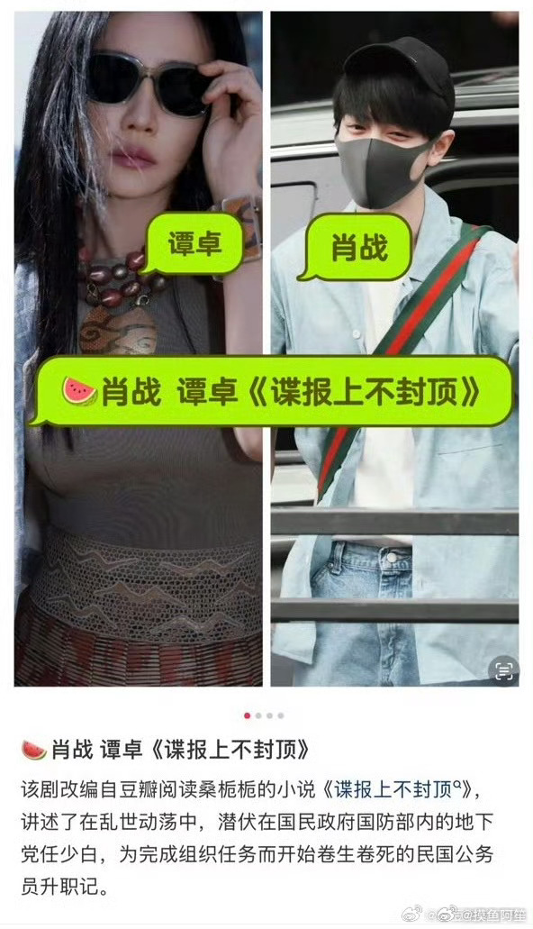 《谍报上不封顶》女主据说是谭卓，实力演技派，不过女主这个角色好像原著里跟男主没有