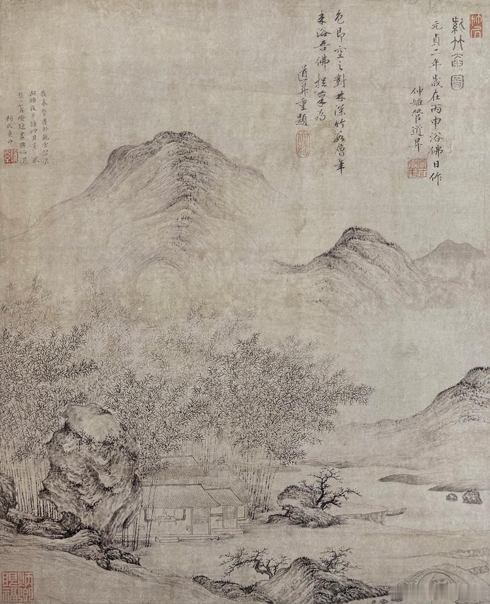 国史古风 【中华名画欣赏 管道昇（传）——《紫竹庵图》】       《紫竹庵图