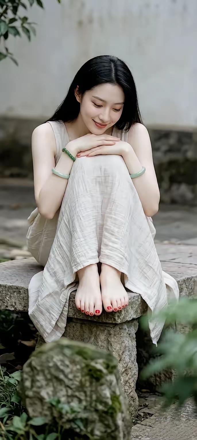 [玫瑰]坐在溪边的赤足女神！
一个女孩，当她独处的时候，
嘴角，眉梢都是笑，
她