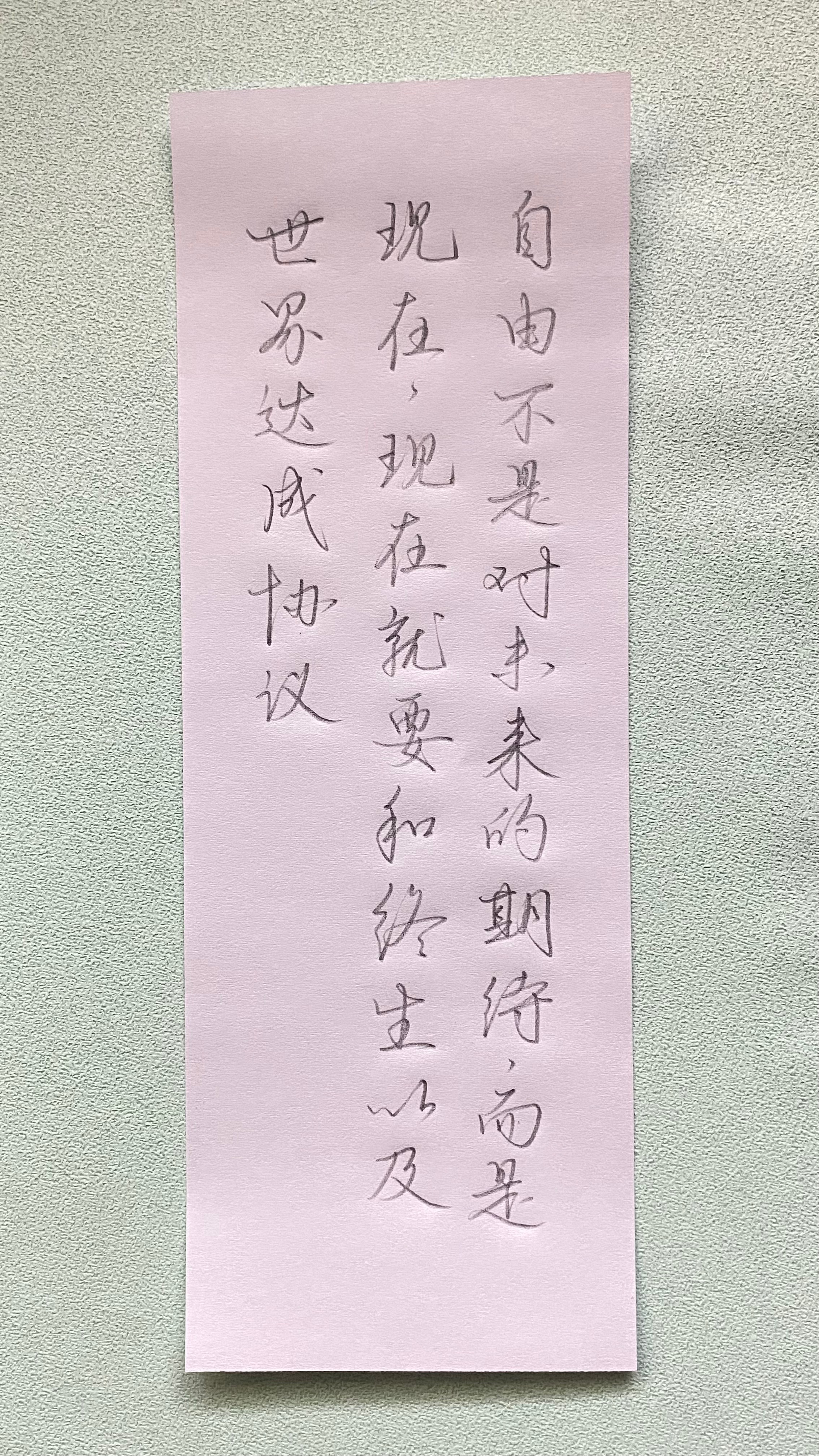 今日作业（2025.3.15）自由不是对未来的期待，而是现在，现在就要和终生以及