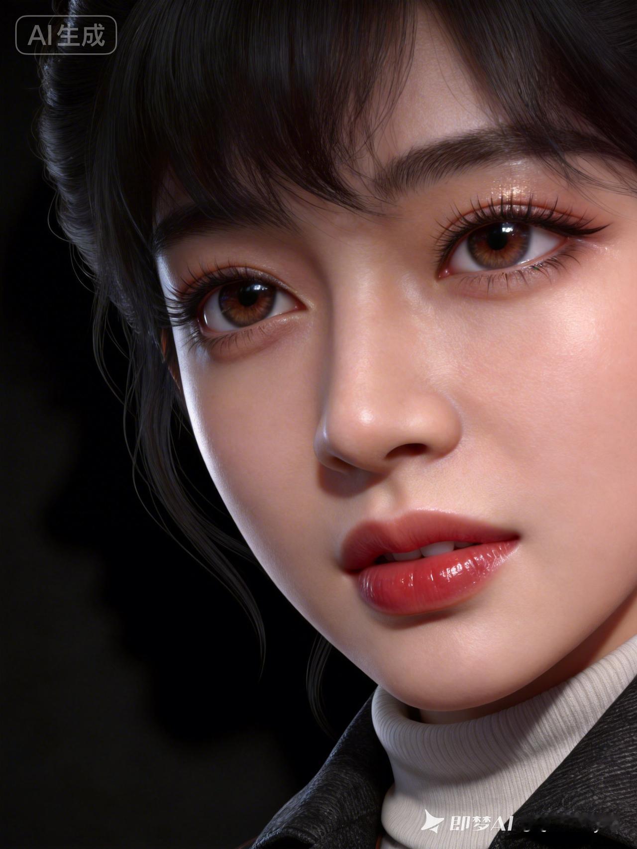 梦幻AI生成的少女，细腻的妆容和柔和的光影，令人沉醉。