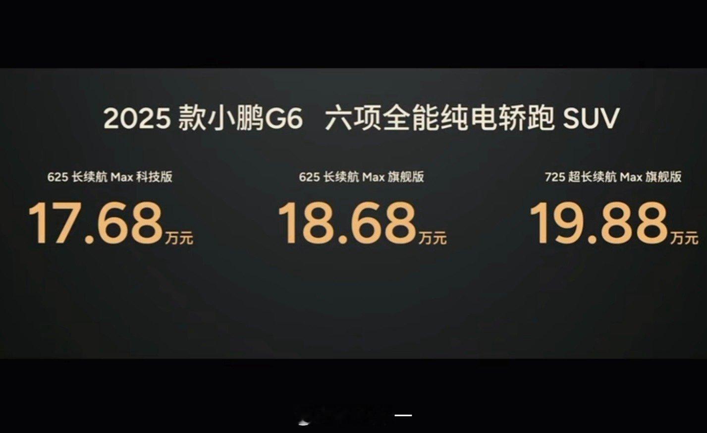 2025款小鹏G6售价17.68万起，香不香[doge]小鹏G6 ​​​