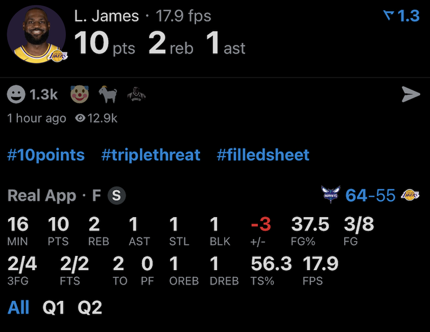 如何评价？半场的詹姆斯：8投3中 三分球4中2 罚球2中210分2篮板1助攻1抢