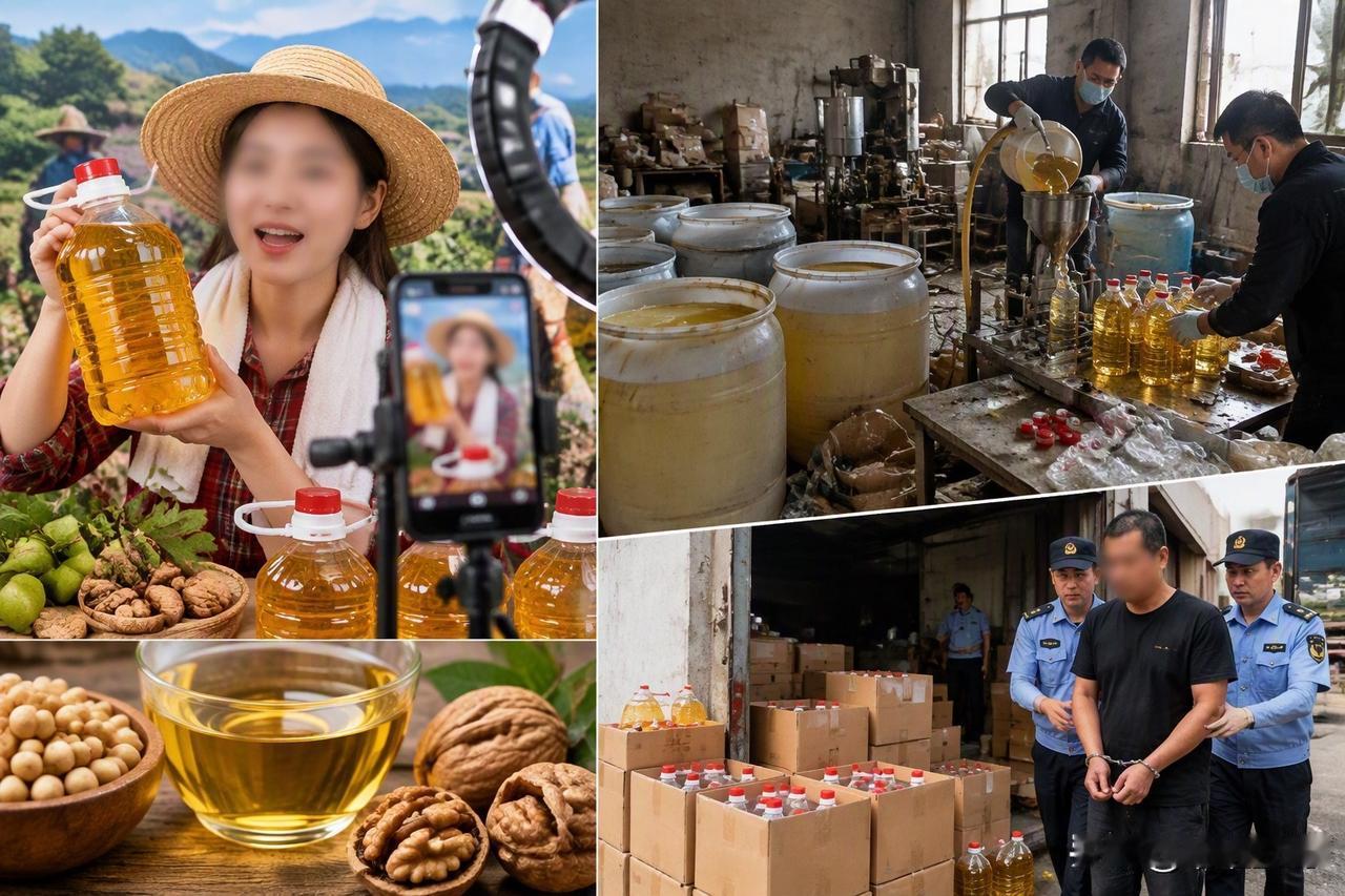 央视最近扒开一类直播间。

打着"助农"的旗号，卖的却是假货。大豆油当核桃油卖，