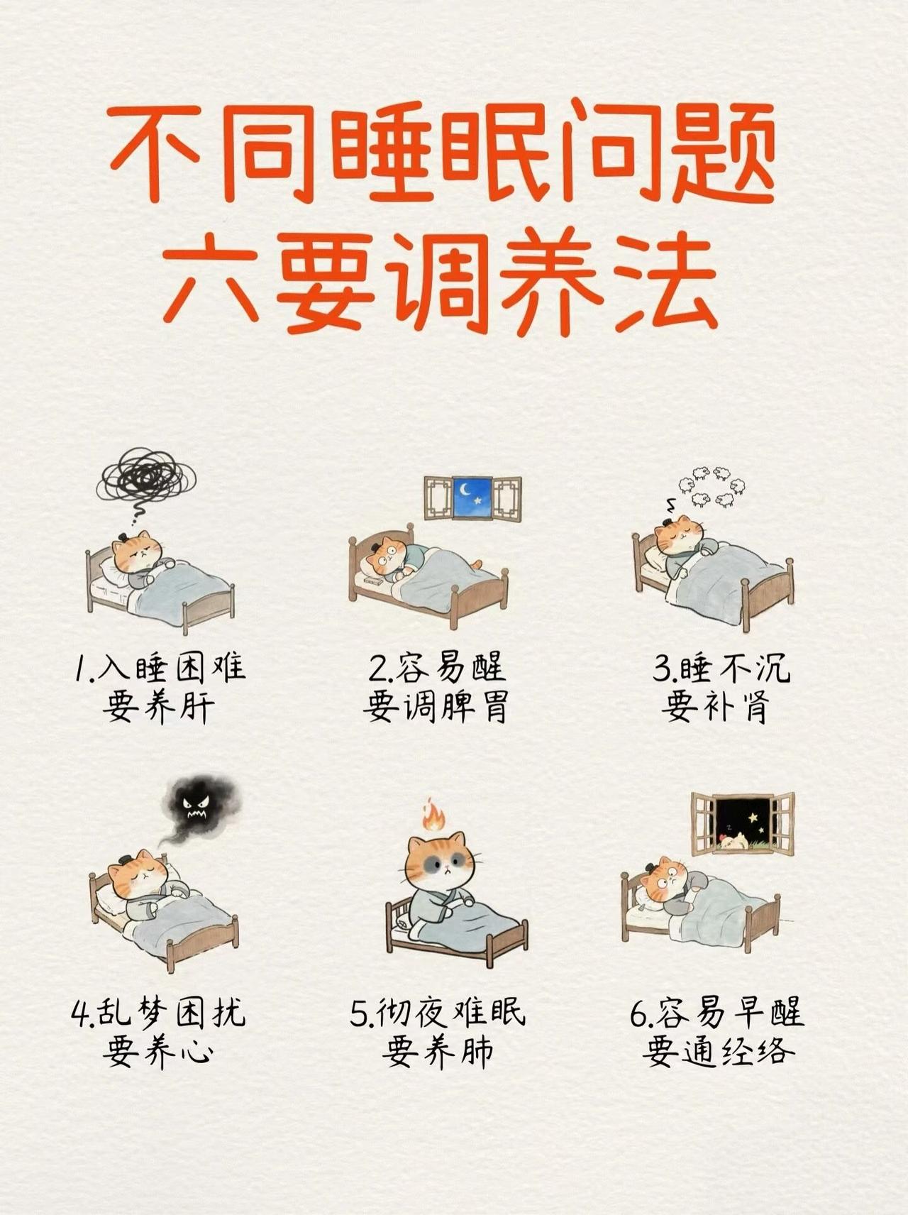 不同睡眠问题的调养方法...