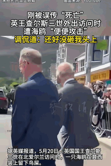 这心态，不愧是国王。5月20日，查尔斯国王在北爱尔兰访问，正跟民众热情互动呢，一