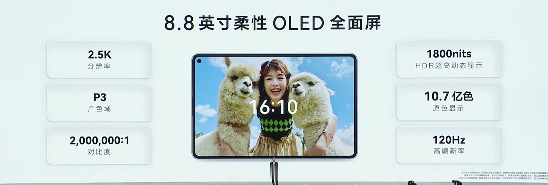 华为 MatePad Mini 采用一块 8.8 英寸 OLED 屏幕，2.5K