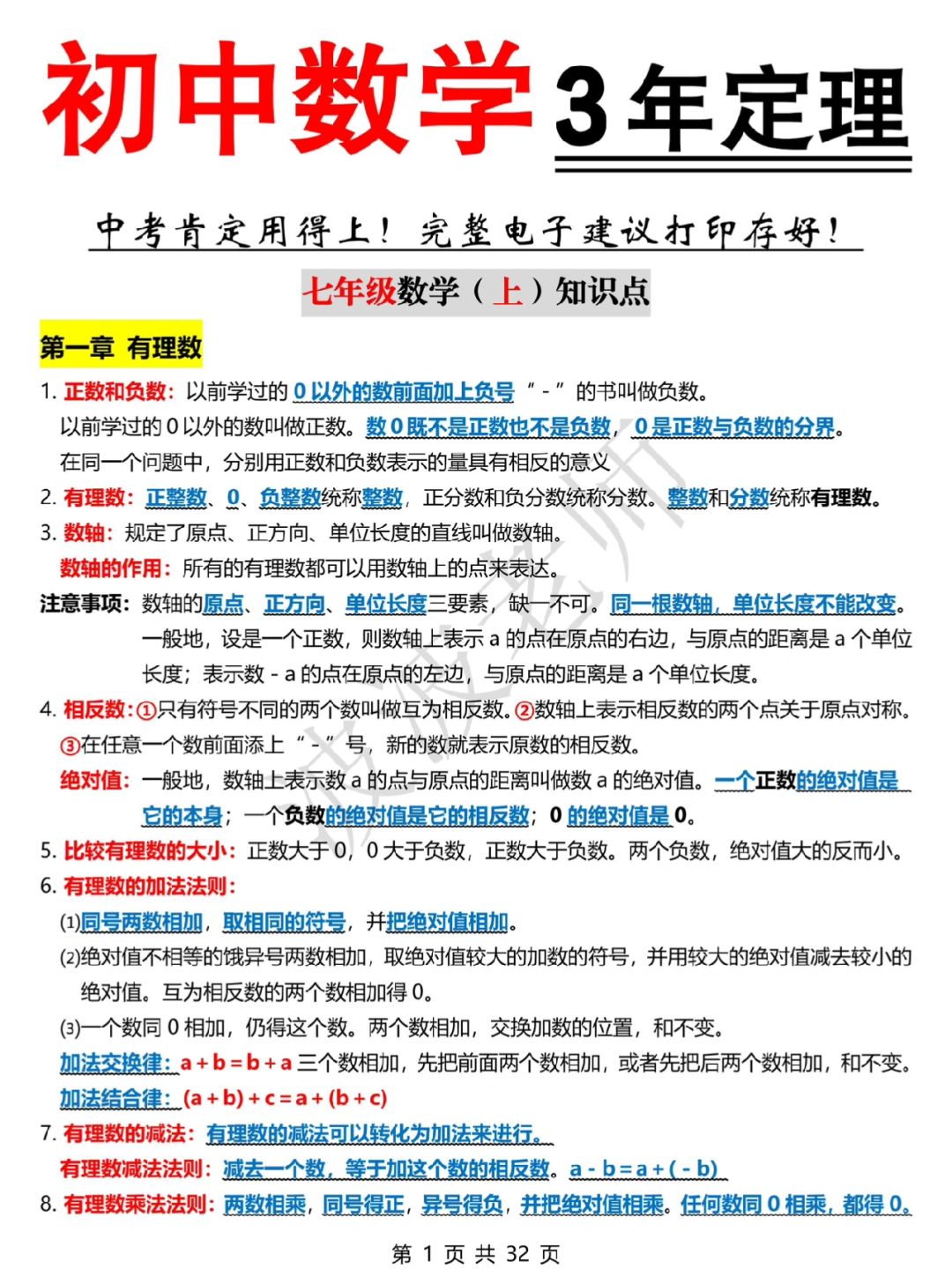 3年数学必背定理！宝藏干货！背完狠狠逆袭！