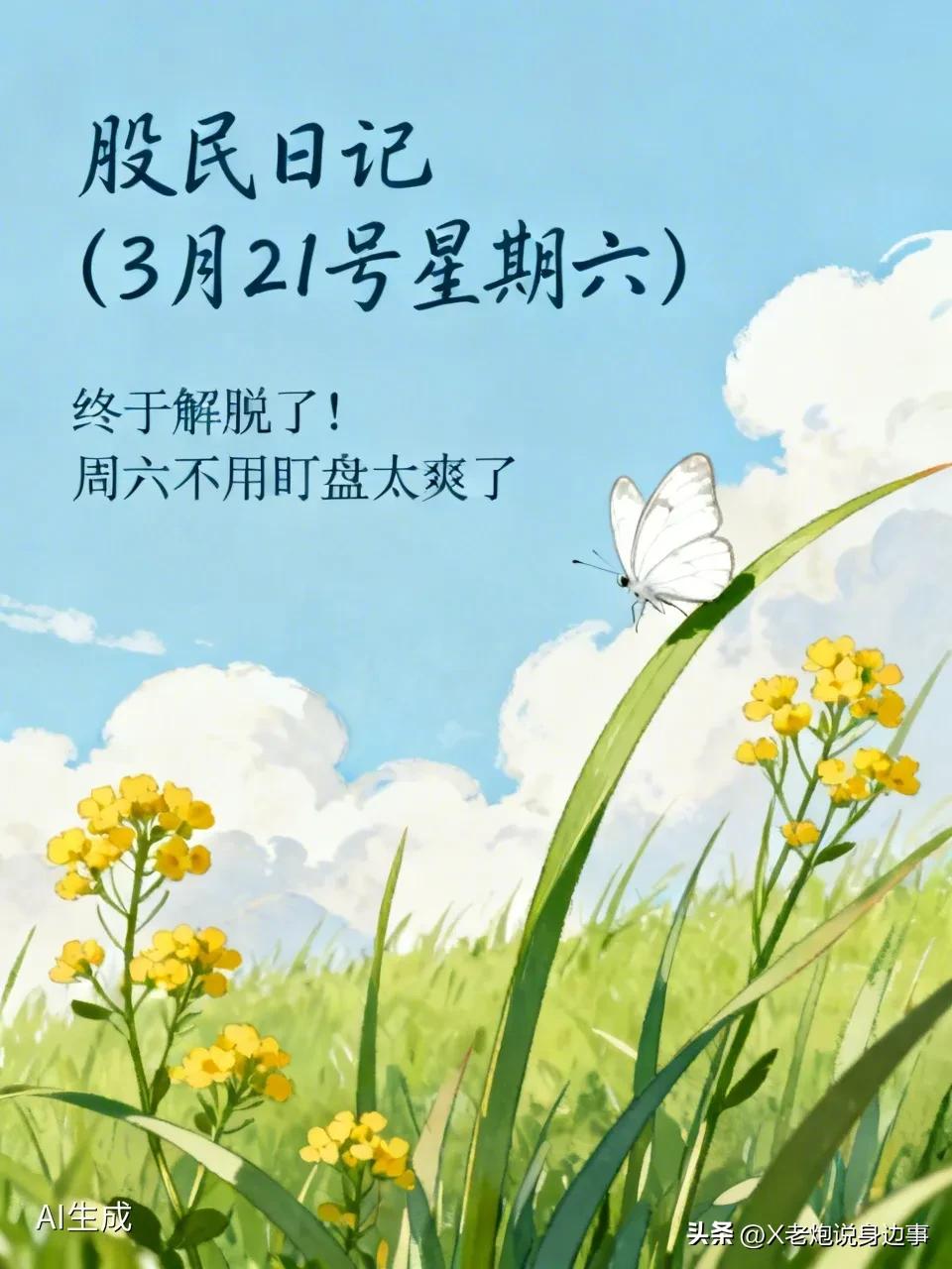 股民日记（3月21号星期六）：终于解脱了！周六不用盯盘太爽了
 
这一周，真的熬