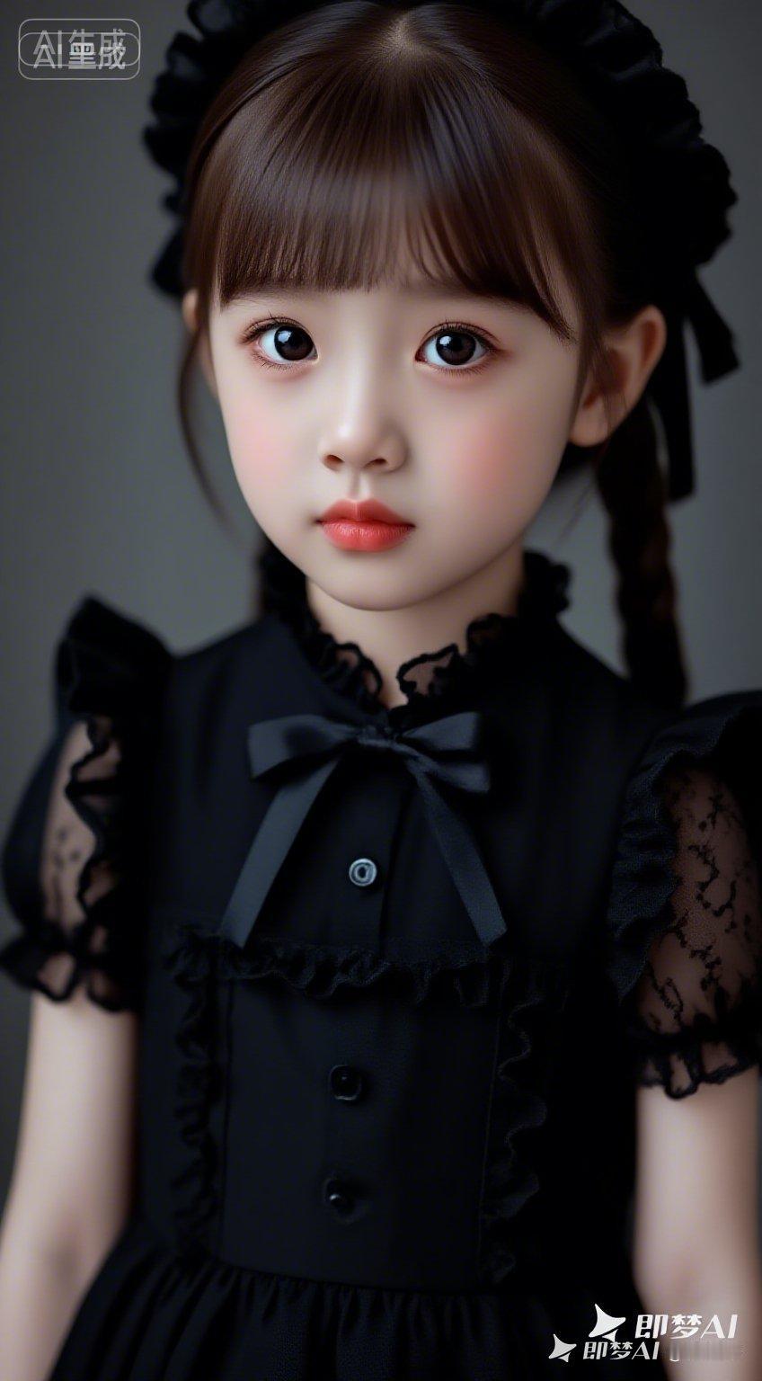 墨明美学氛围营造，离尘师妹幼态软萌，下至眼无辜纯粹，深栗棕森系发丝泛光。瓷感白皮