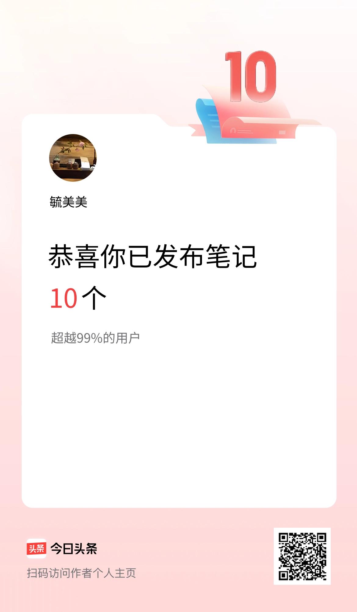 我在头条累计投稿笔记10个