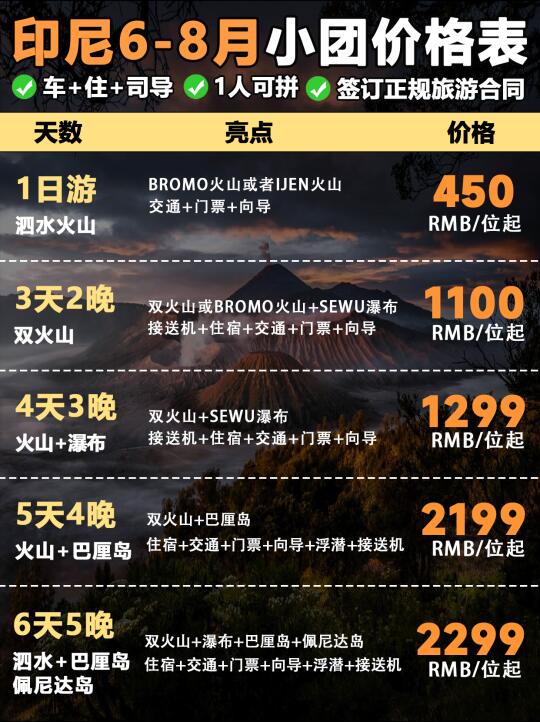 性价比💥6-8月印尼纯玩最新价格表来了❗