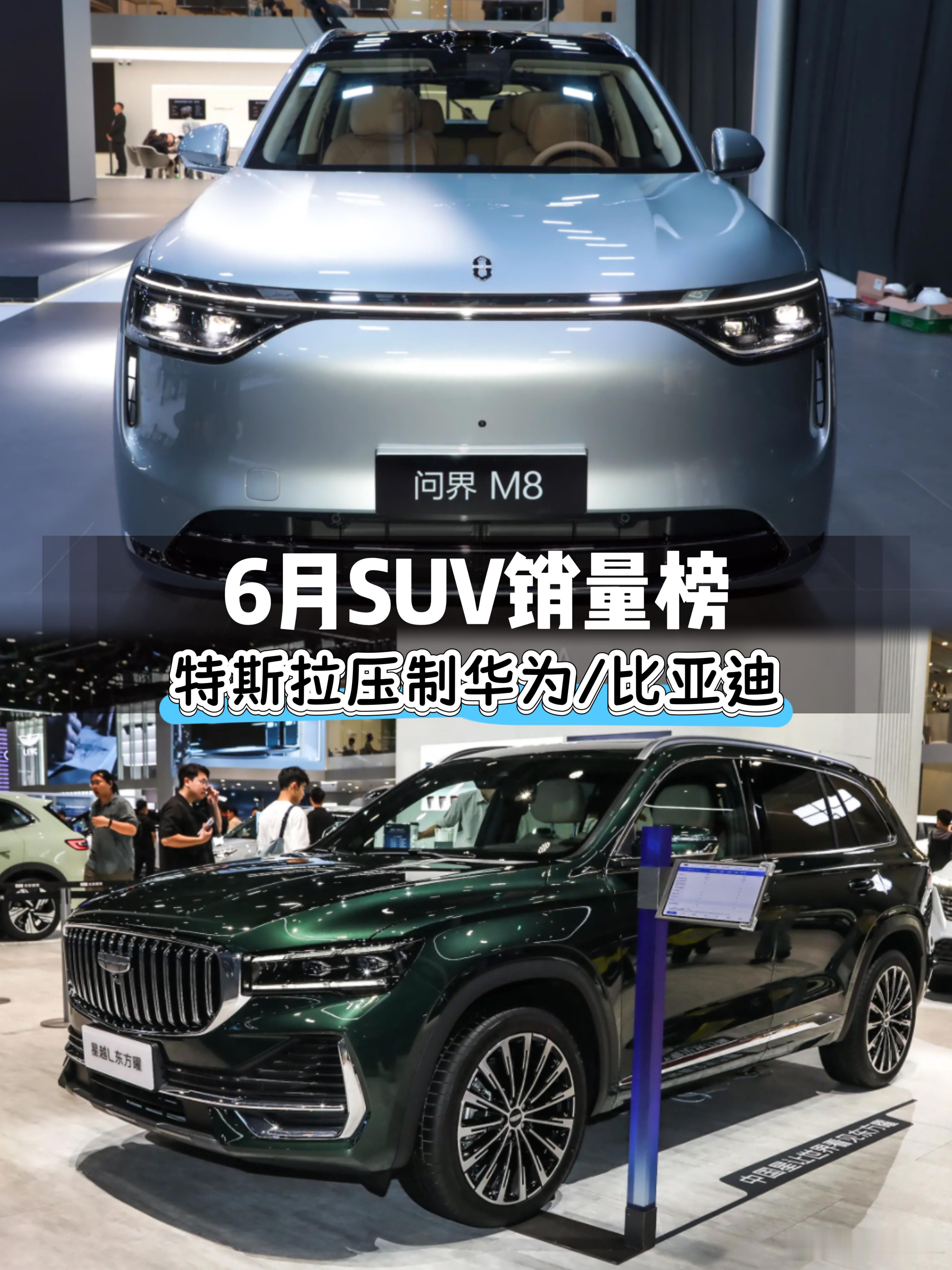 6月SUV销量：特斯拉继续压制华为比亚迪，争议中星越L热度不减日前，知嘹汽车从中