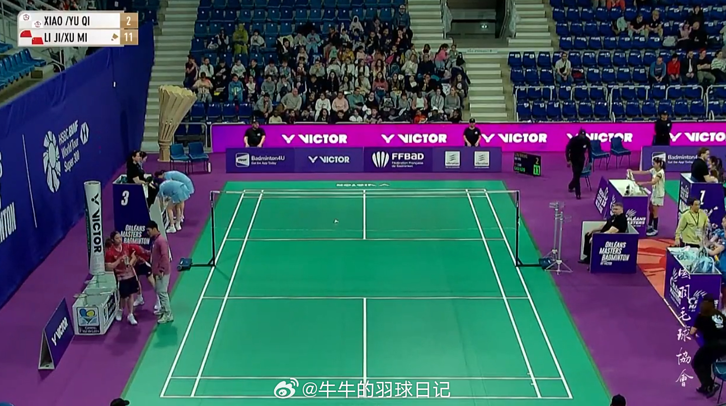 女双 1/8赛林筱闵/汪郁乔 2-11 鲍骊婧/罗徐敏2026年奥尔良羽毛球大师